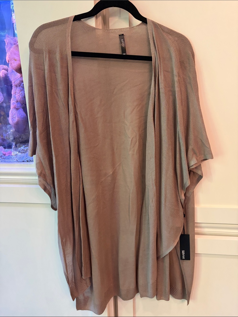 Sanctuary Open-Front Lightweight Draped Cardigan - Taupe